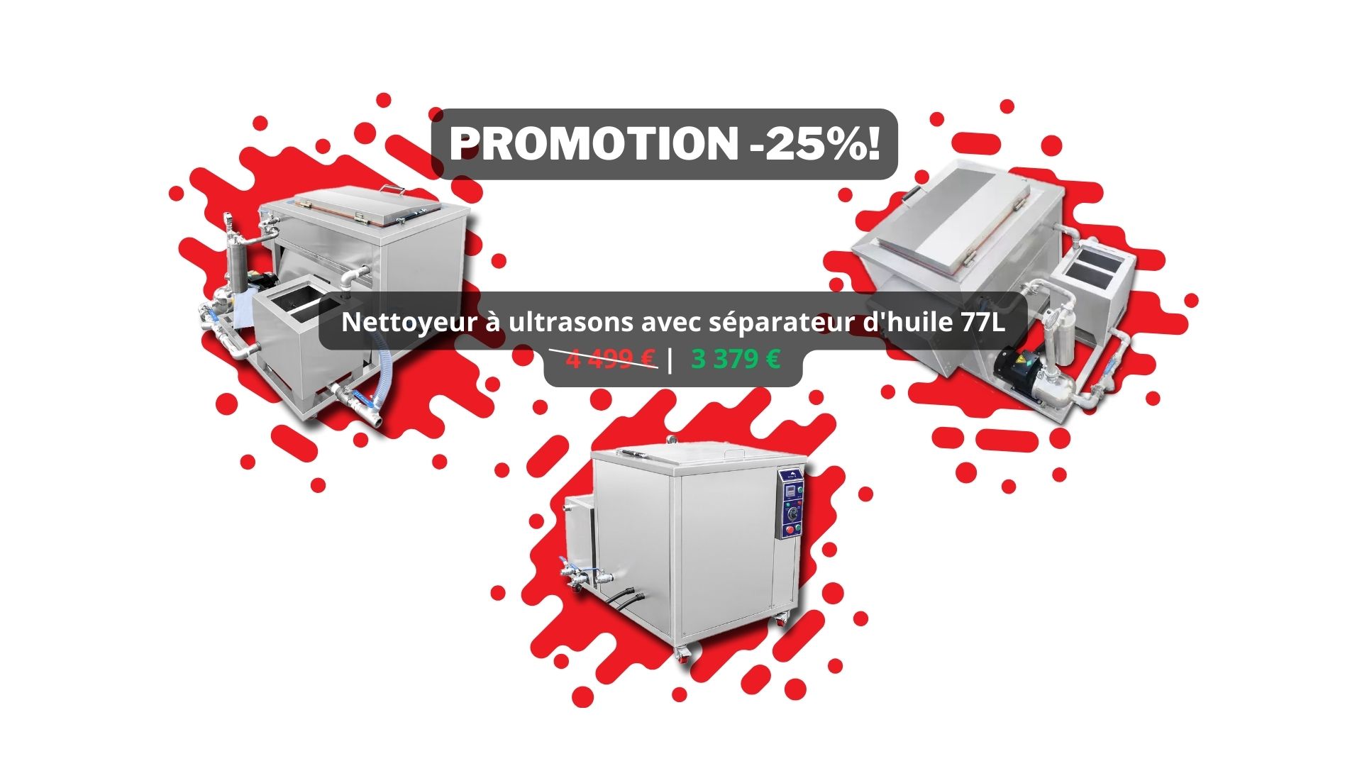 Aparat de curatat cu ultrasunete 77L cu separator de ulei Aparat de curatat cu ultrasunete 77L cu separator de ulei