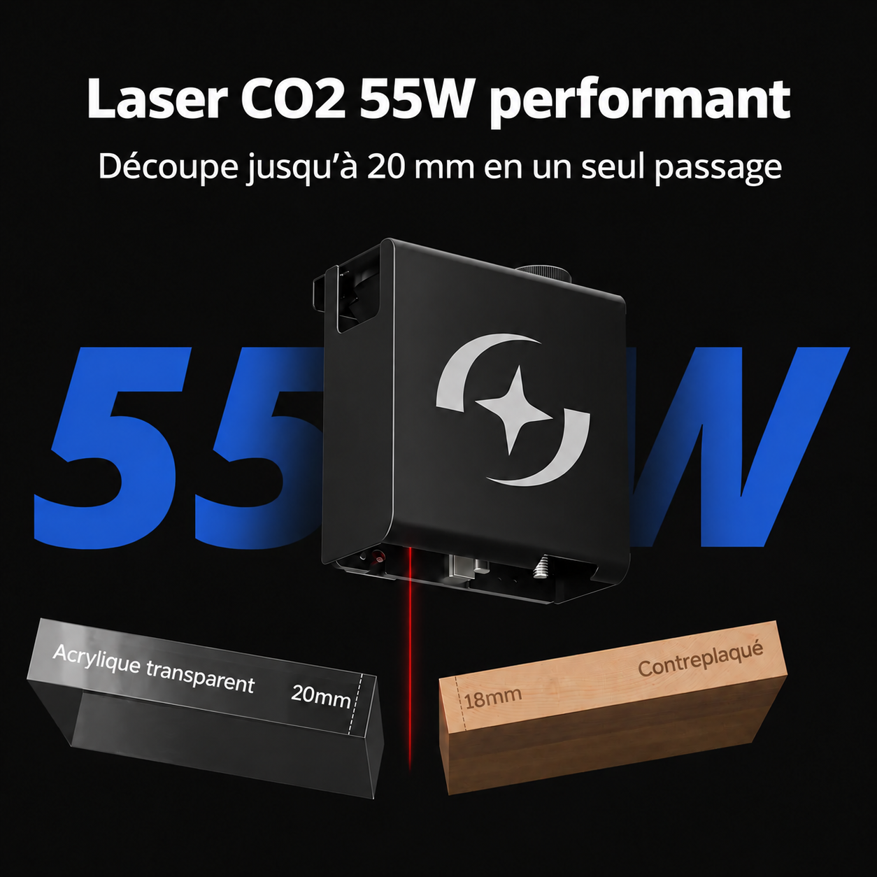 Laser CO2 avec puissance optique 55 W